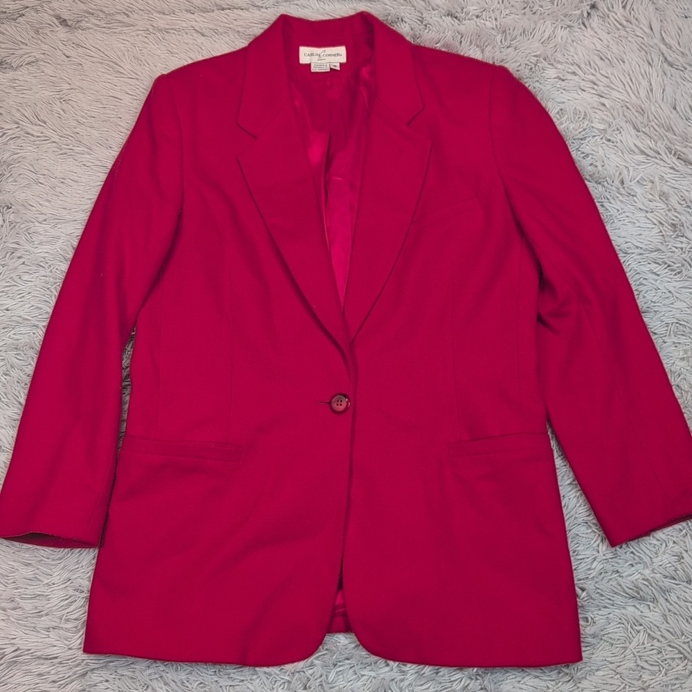 Vintage Casual Corner Jacket Womens 10 Red Wool Blazer Pockets Suit Coat Preppy‎
